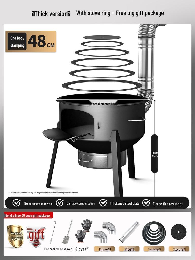 Portable Outdoor Wood-burning Stove for Cooking and Stewing