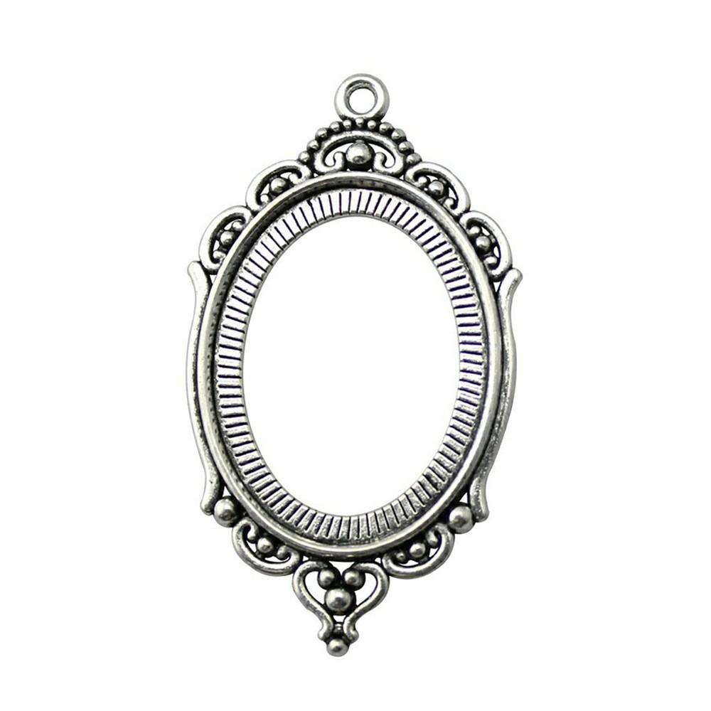 Oval Bezel Pendant Setting With Bail Fit 18x25mm Cabochon Blank Bases Tray