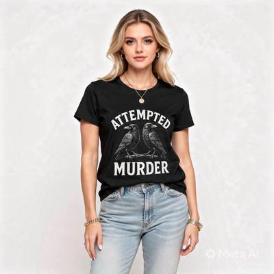 Attempted Murder Crows T-Shirt, Funny Crow Lover Gift, Dark Academia Aesthetic Shirt, Goth Bird Lover Tee, Sarcastic Crow Pun Graphic Top