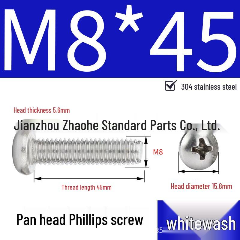 304 Stainless Steel Phillips Pan Head Machine Screw