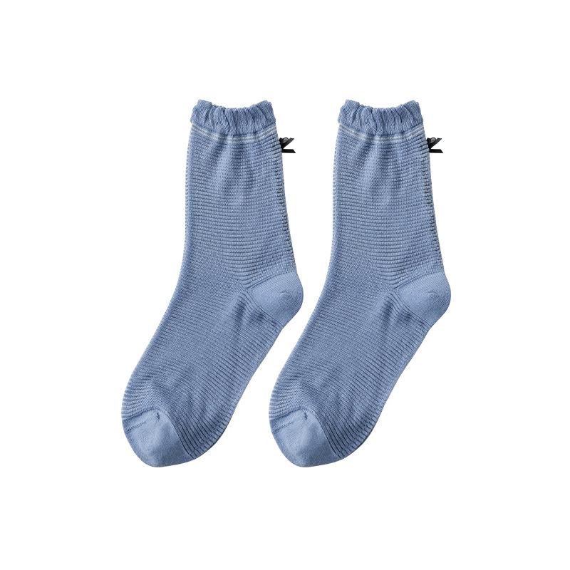 

Summer Boneless Glass Fiber Stockings for Children, Sweet Ballet-style Bow Mid-calf Stockings, Breathable and Lightweight Design 1 pair синій