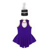 Girls Flag Raiser Performance Costume: Round Neck Cutout Back Sleeveless Leotard & Matching Feather Hat for Cosplay Dress Up