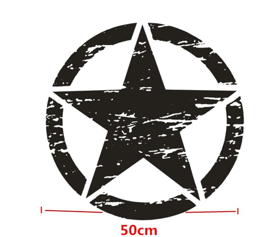 50x50cm Black Army Star Car Vinyl Decal Waterproof Self-adhesive Sticker