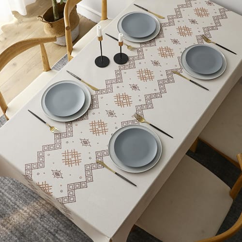Hopeholic Vinyl Tablecloth, Stylish Table Cover, Water-Repellent PVC, Rectangular, Stain-Resistant, Waterproof, Oil-Resistant, Nordic Style, Durable,