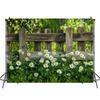 Rustic Garden Fence and Daisy Backdrop 150x100cm Spring Floral Scene Photography Background Banner