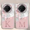 A Z Pink Letter Peach Flower Shockproof Phone Case For Honor X9a X9b X9c Magic 6 7 5 Lite Silicone Couple Fundas TPU Shell Cover