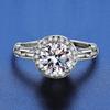 925 Sterling Silver Moissanite Love Ring, PT950 White Gold Plated, Colorfast Luxury Women's Band