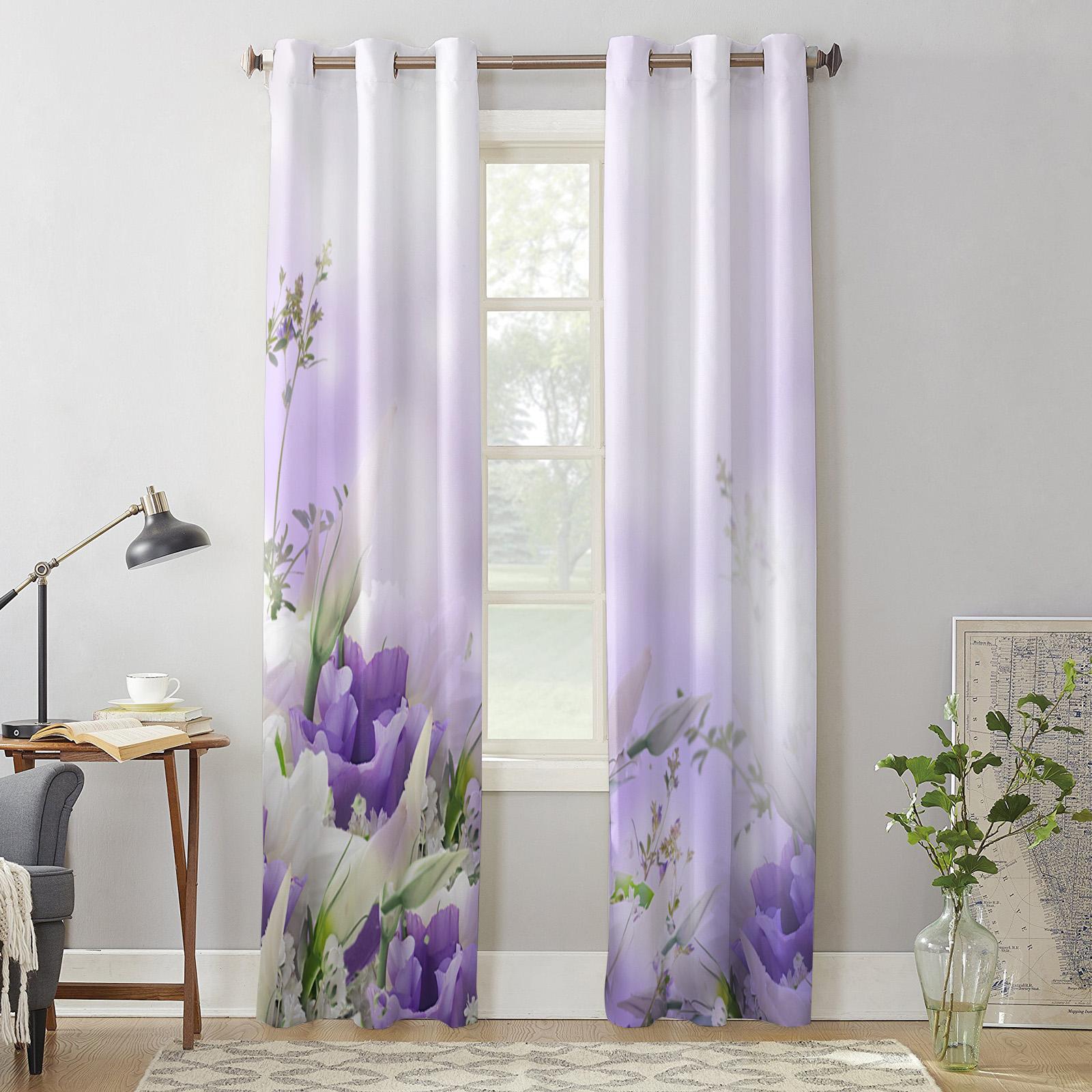 Фиолетовый завод цветок оконная занавеска спальня гостиная оконные шторы кухонные — фото 5