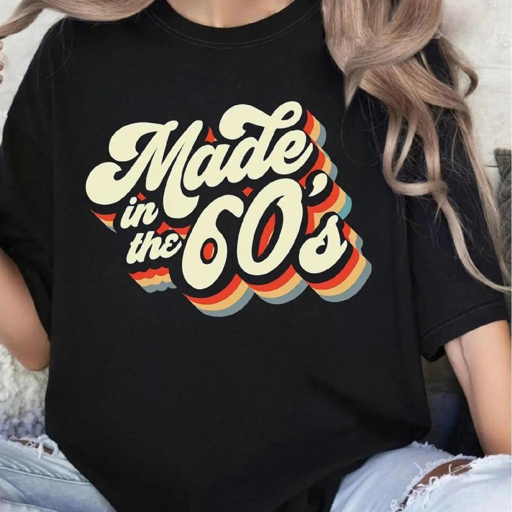 Women's Fashionable Retro Casual T-Shirt - Soft Breathable Comfort Fit, Short Sleeve,In The Letter Print, Relaxed F