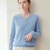 Kangsai Ni 100% Pure Cashmere Women's Slimming Round Neck Cardigan Sweater for Autumn/Winter