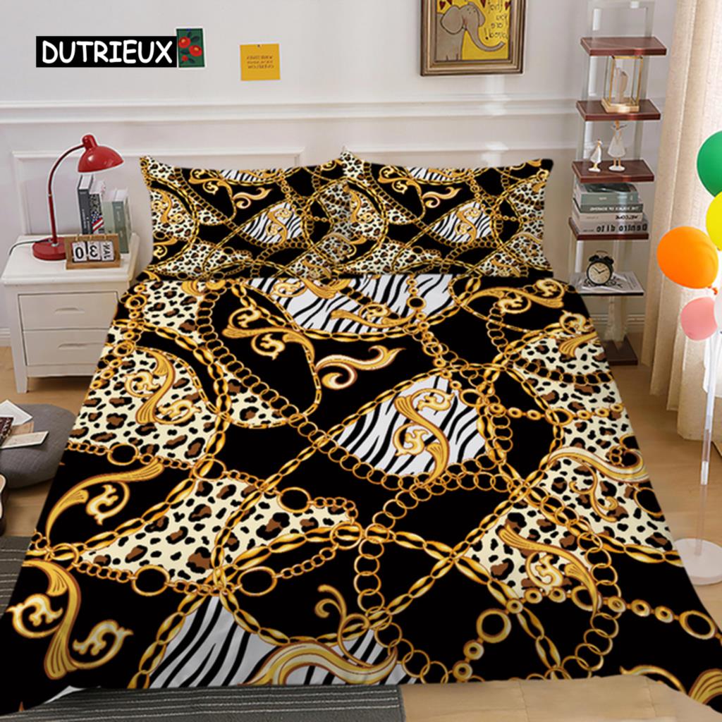 Goldene Luxus-Bettbezug-Muster, exotischer Luxus-Bettbezug, europäisches Design, Retro-Bettbezug, Bettwäsche-Sets für Schlafzimmer, Frauen
