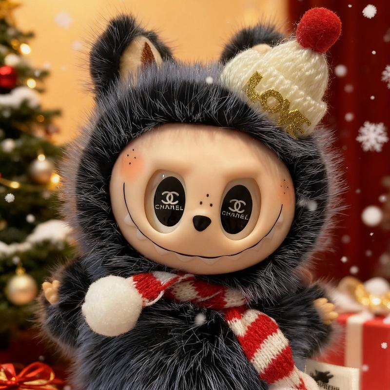 

Рождественские меняющиеся наклейки для глаз ребенка Винил Сделай сам Плюшевая игрушка Разбогатей Lbubu Меняющаяся подвеска для детской сумки Кукла