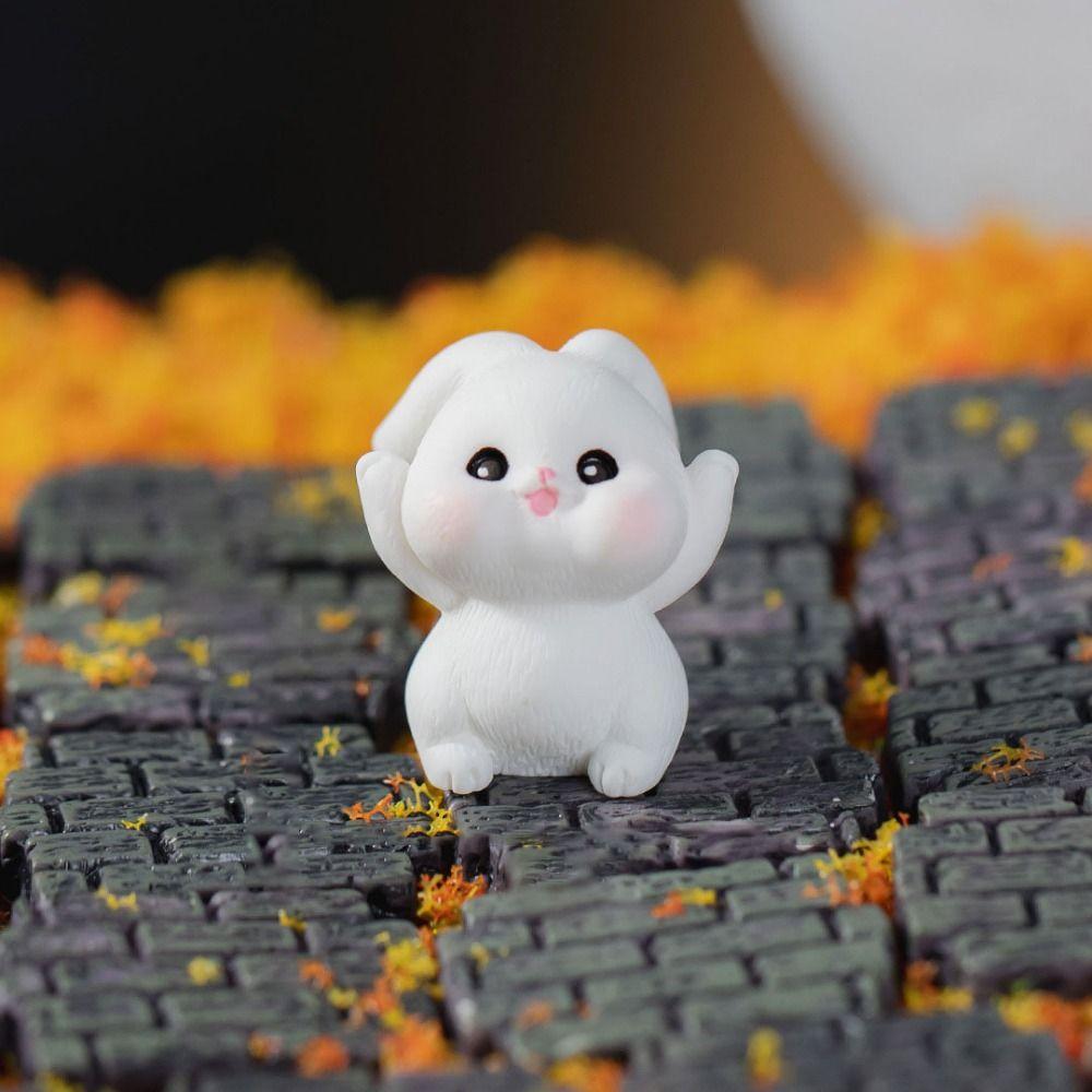 Handmade Rabbit Figurines Micro Landscape Moon Cake Model Cute Bunny Ornaments  Outdoor
