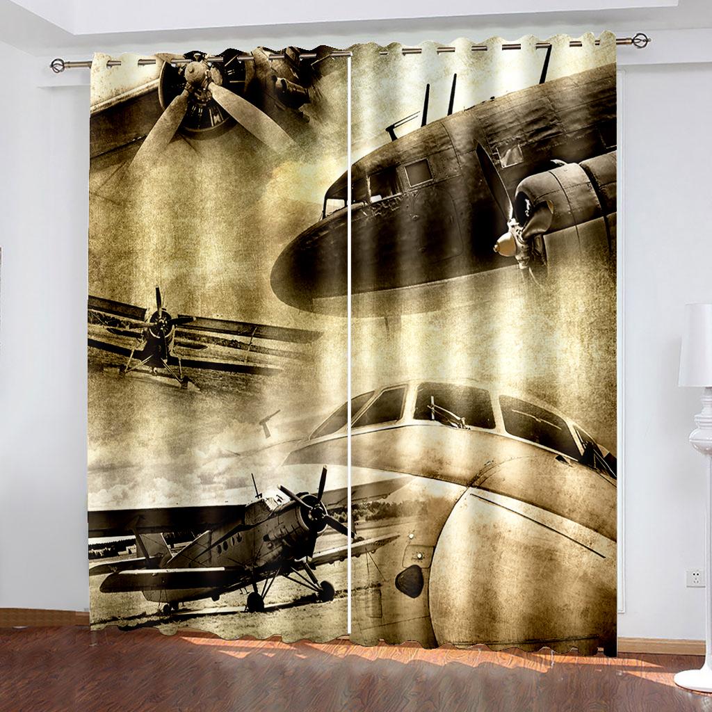 

Шторы в стиле оружия, в том числе самолеты, танки, авианосцы, спутники, астронавты и т. д., для дома, спальни, гостиной, теневые шторы 50W60H(CM)X2PCS&Rod Pocket