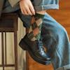 5 Pairs Winter Combed Cotton Socks Thicken Classic Warm Sokken Fashion Design Plaid Check Woman Harajuku Socks