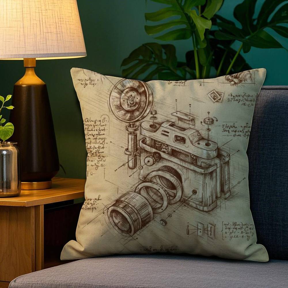 Da Vinci Inspired Sketches Pillow Case Plush Fabric Soft Double Sided Print Sofa Cushion Cover Throw Pillow Covers
