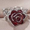 Luxurious Sparkling Zircon Red Rose Flower Ring, Suitable As A Jewelry Gift for Valentine's Day Parties To Give To Girlfriends