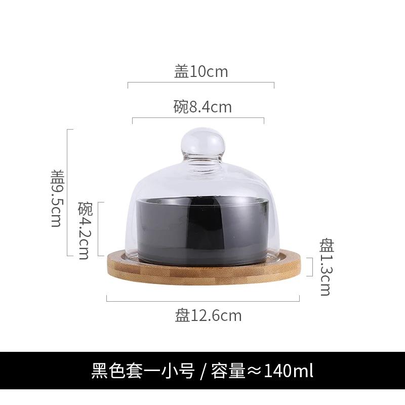Ceramic Cake Fruit Bowl Pudding Soup Cup Glass Lid Jam Ice Cream Fresh Dessert Plate Bird's Nest Dessert Bowl Kitchen Supplies