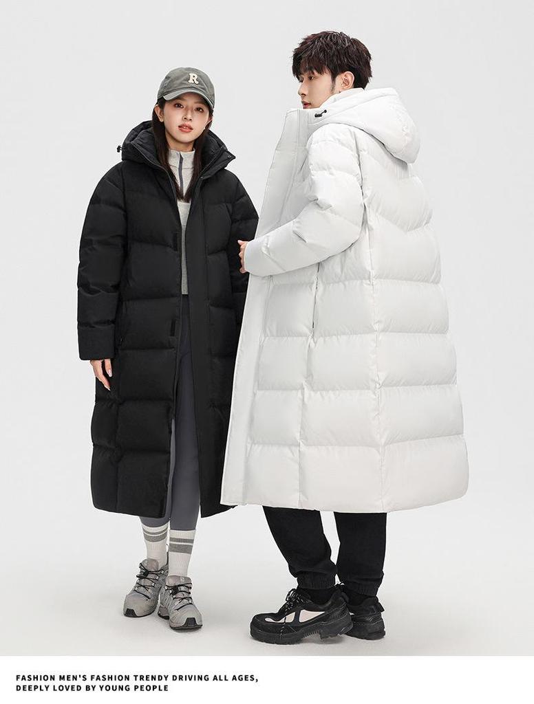 Unisex Long Winter Over-the-Knee Down Coat - Warm & Windproof, Beijing Film Academy Style