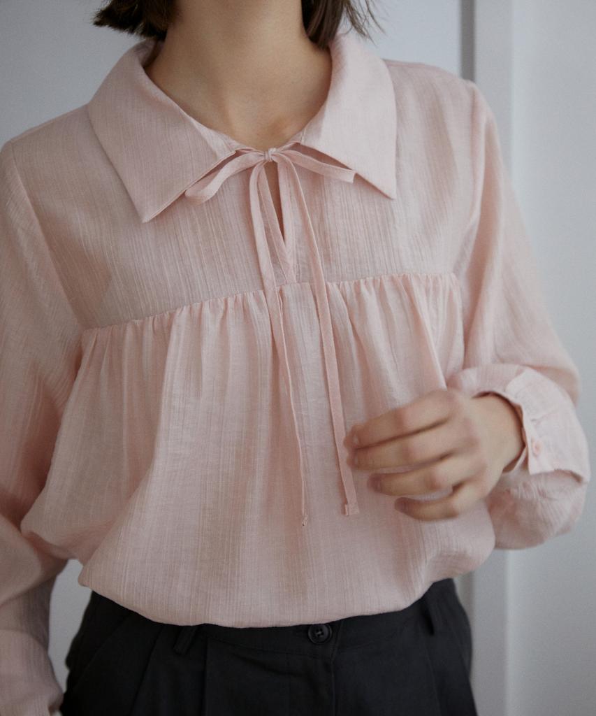 WIOE Sally Ribbon Blouse_Pink
