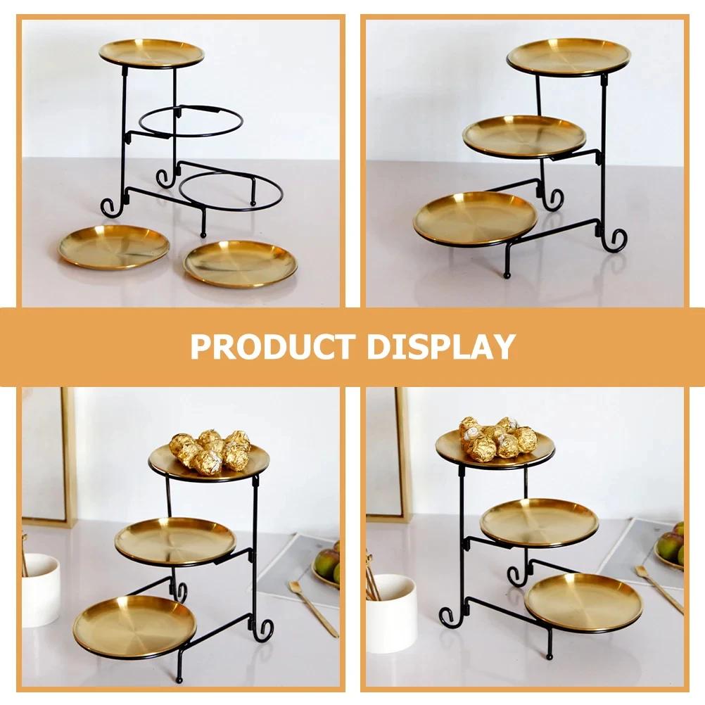 Nivelul Trei Bol de Fructe Tavă pentru Măsuță de Cafea Organizator Tăvi Farfurie pentru Desert Servire Mare Oțel Inoxidabil Metal Cină Casnic