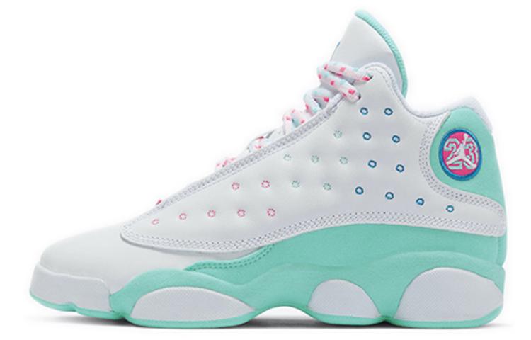 Jordan 13 Retro White Soar Green Pink (GS) 36