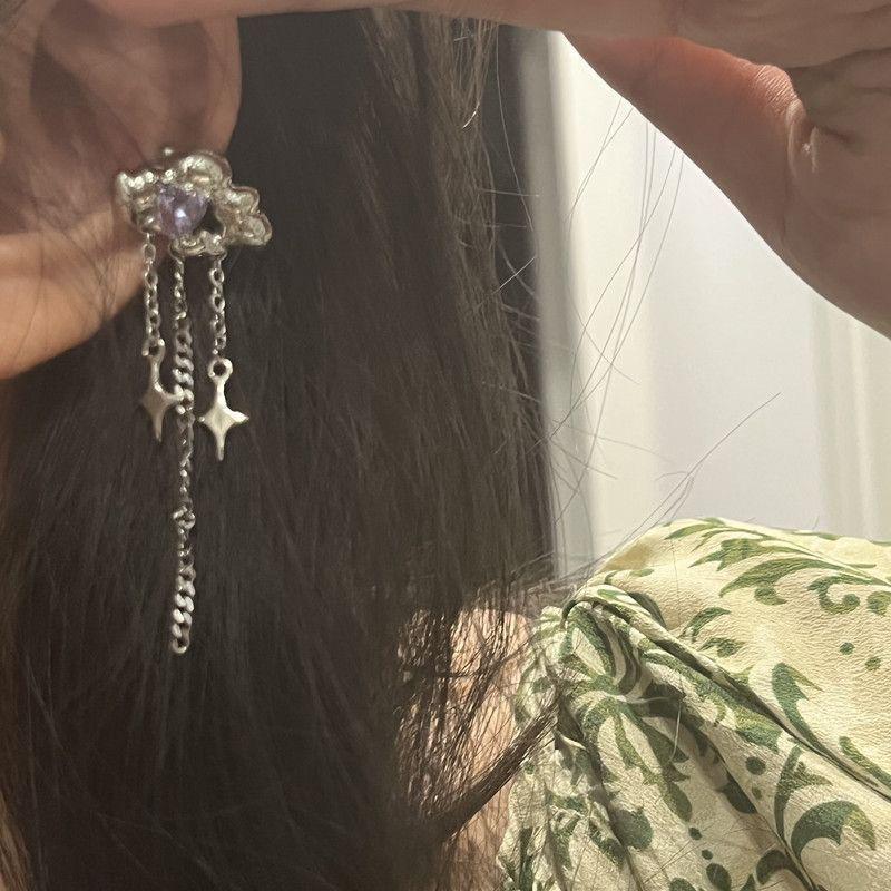 

Purple Zircon Cloud Tassel Ear Cuff For Women Earrings Y2K Party Jewelry