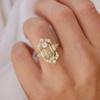 Trendy Zircon Champagne Diamond Ring - Classic Style for Women