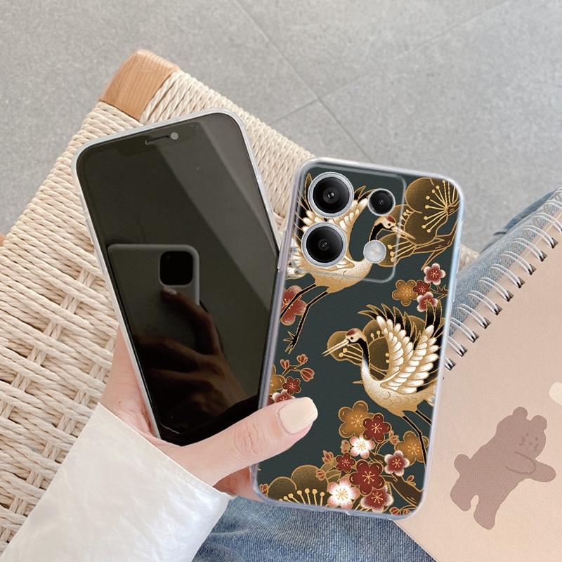 

Роскошный белый чехол-журавль для iPhone Samsung A55 M34 S24 Xiaomi Redmi 13 Pro 14C Huawei Honor противоударный бампер для телефона TPU с защитой от царапин прозрачная задняя крышка Redmi 12 4G