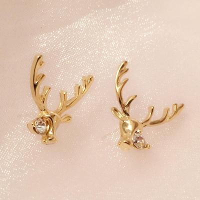 S925 Silber Koreanisch Trendige Rentiergeweih Ohrstecker – Niedlicher Mori-Stil für Frauen, Weihnachten