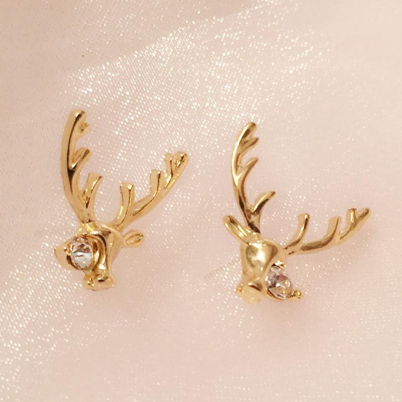 S925 Silver Korean Trendy Reindeer Antler Stud Earrings – Cute Mori Style for Women, Christmas