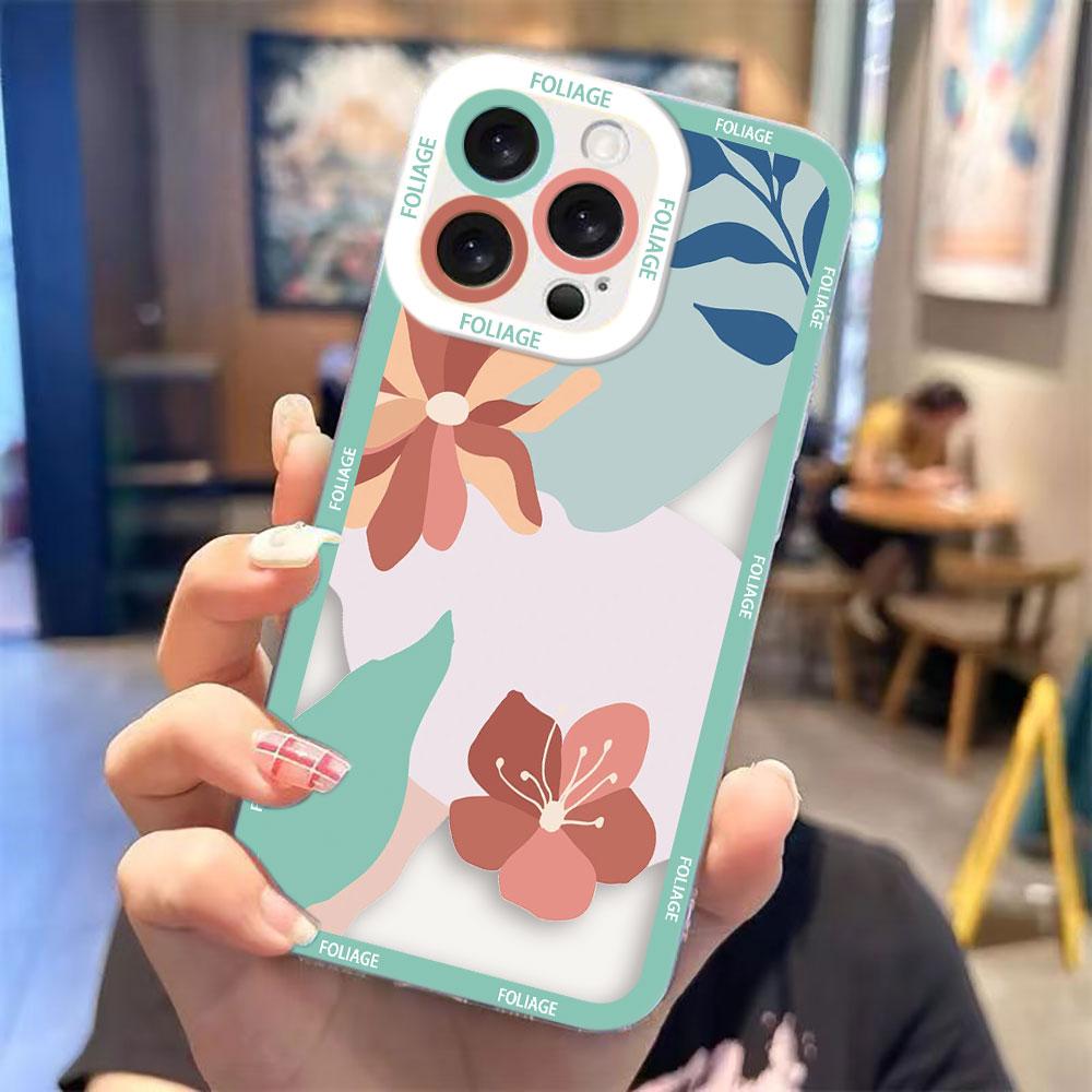 

Abstract Art Plants Leaf Clear Phone Case For VIVO V20 V21 V21E V23 V23E V25 V27 V27E V29E V30E V30 V40 V50 V60 Y02 Y03 Cover VIVOV27E