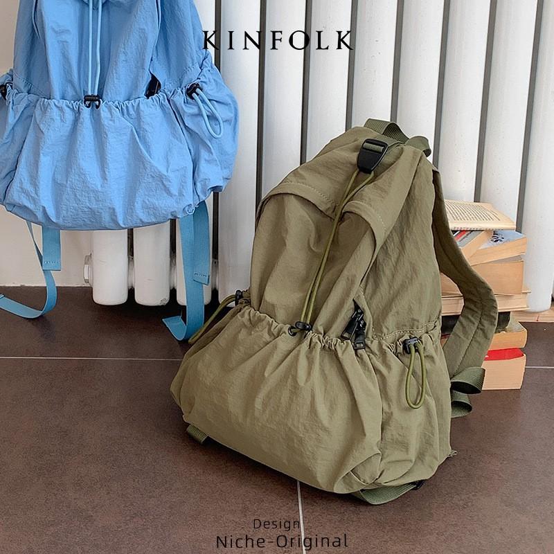 

2025 New Women s Bag Multi-pocket Drawstring Backpack Neutral Couple Korean Style Fashionable College Student Class Cloth
