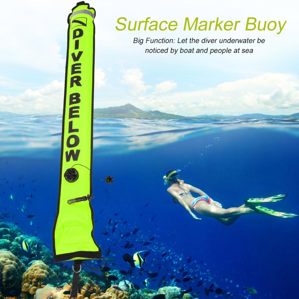6FT High Visibility Inflatable Scuba Diving SMB Surface Signal Marker Buoy Accessory