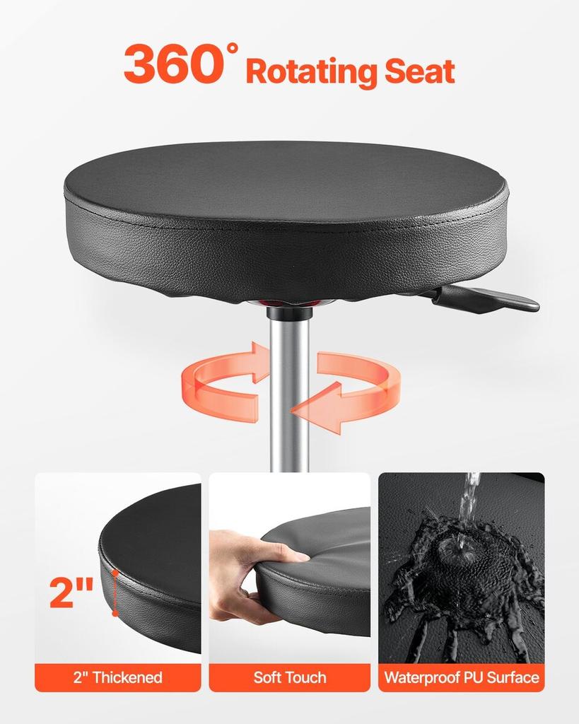 Rolling Mechanic Stool Adjustable Garage Seat 300 lbs Load with Wheels