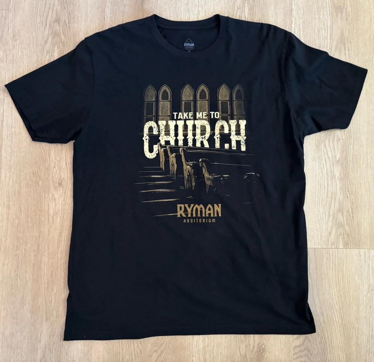 

Official Ryman Auditorium “Take Me To Church” 100% Cotton T-shirt Mens Tees Top Adult XL New Nashville XL
