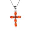 White Green Orange Opal Cross Pendant Birthstone Necklaces For Women Vintage Fashion 925 Silver Chain Red Blue Zircon Necklace