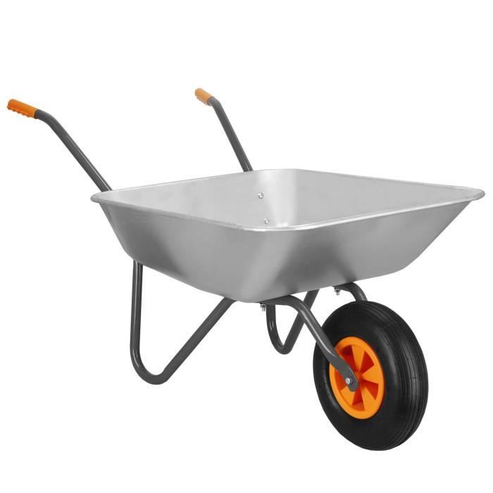 Brouette charge 120 kg - SPRINGOS - Modèle Basic - Roue gonflable - Acier galvanisé