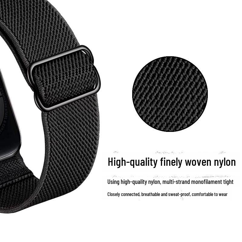 Adjustable Apple Watch Strap with Japanese Buckle - Single Loop Woven Elastic Nylon Compatible with iWatch