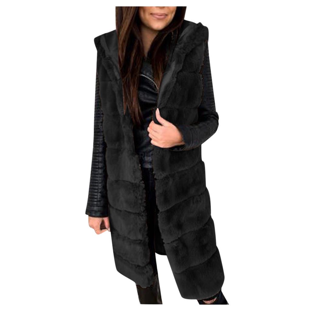 Womens Faux-Fur' Gilet Vest Sleeveless Waistcoat Body Warmer Jacket Coat Outwear