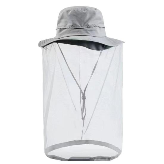 Mosquito Head Net Hat Sun Protection Bucket Hat with Hidden Net Mesh Foldable Fly Protection Netting Hat for Outdoor Fishing Hiking