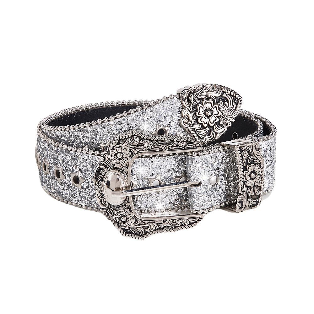 Metal Engraved Buckle Western Cowboy Belt PU Leather Buckle Belt Fashion Waistband for Men Women