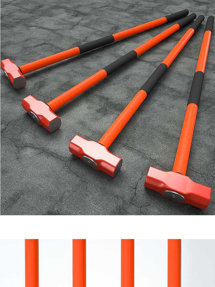 Ciężki duży młot kowalski: Ośmiokątny młotek kamieniarski ze stali przeciwwybuchowej do rozłupywania kamienia i ścian z uchwytem.