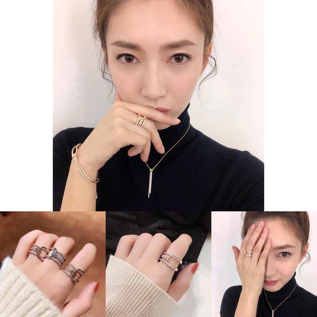 Geometric Knot Fashionable Design Ring With Sparkling Zircon Stones Perfect Gifting For