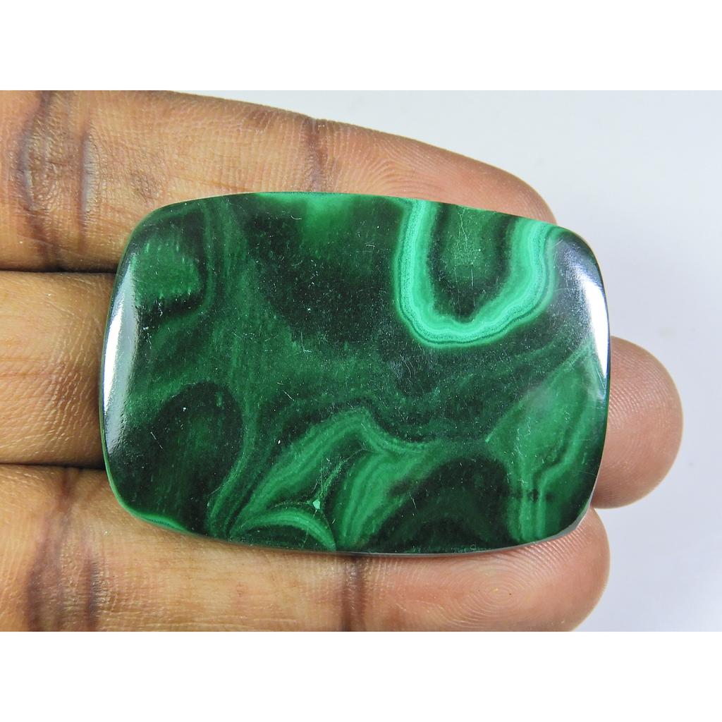 AA++ Natural Green Malachite Designer Round Cabochon Gemstone 99Cts. 32X45MM ET-67