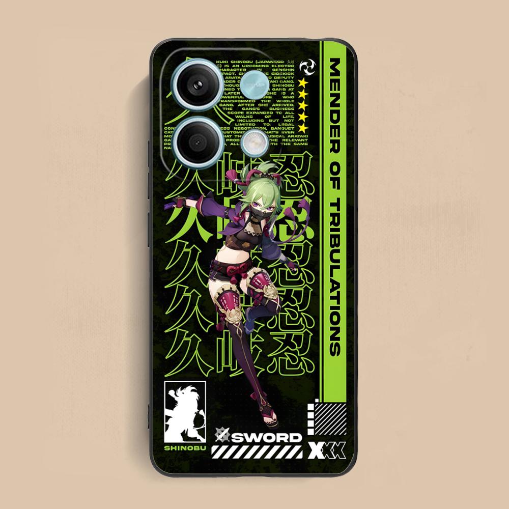 Game GI Kuki Shinobu Mobile Phone Case for Xiaomi Redmi 15 14 13 12 A5 3 2 1 C Plus 4G 5G Colorful Printing Cover Luxury Cover