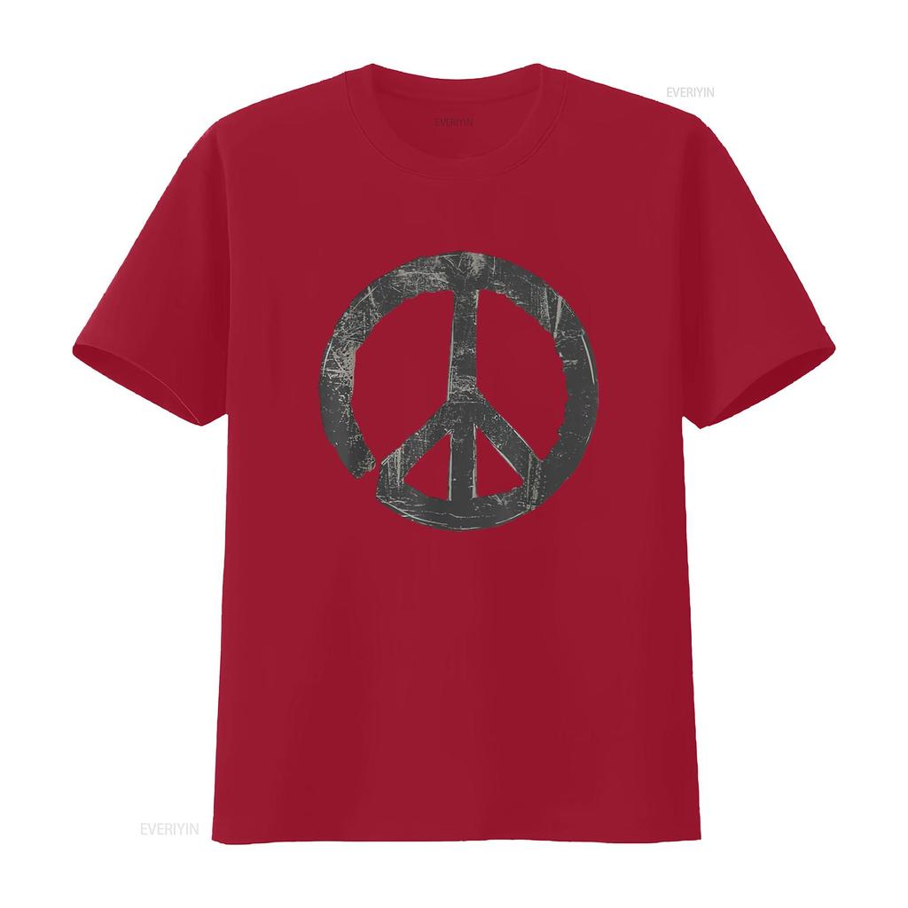 Womens Retro Vintage Distressed Design Peace Sign T Shirt White X Large Vintage Washed Unisex Graphic Breathable Soft