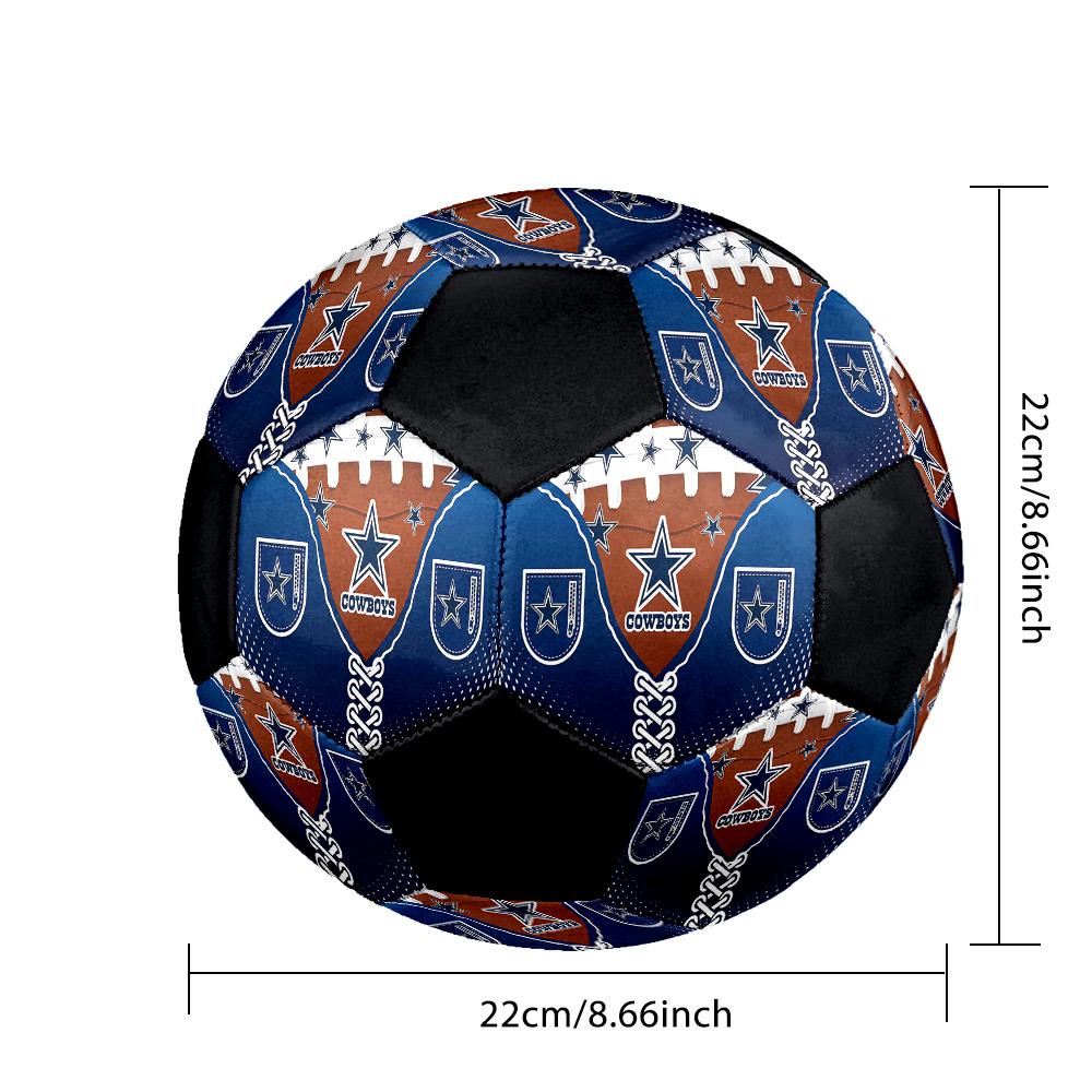 Cowboys Football Indoor Soccer Ball Colorful All Ages Size 5 Machine Stitched PVC Competition Ready Durable High-Bounce