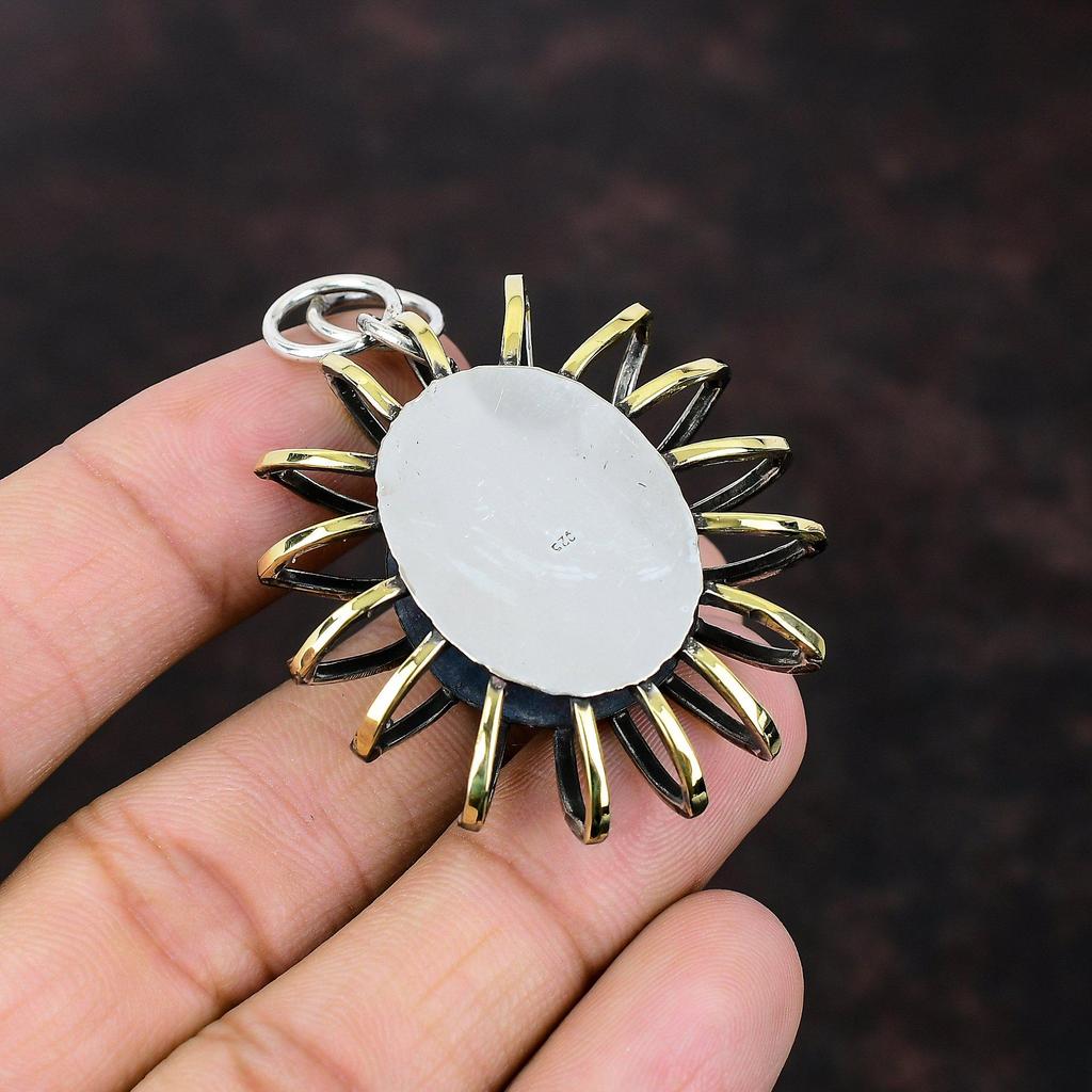 American Dichroic Glass Pendant Cage Pendant Handmade Jewelry 925 Sterling Silver Pendant 18K Gold Plated Pendant Gemstone Jewelry For Gifts