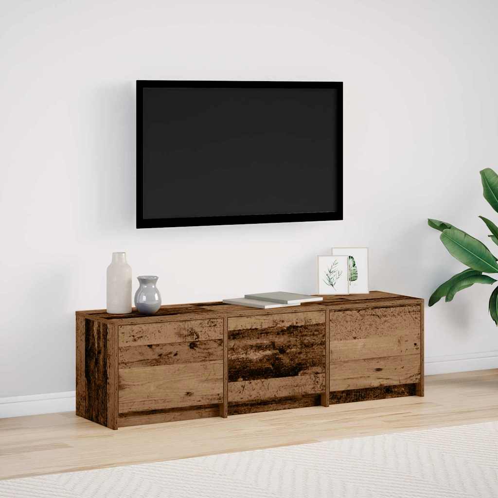 TV Stand with LED Lighting Reclaimed Wood Look 140 x 34 x 40 cm Particleboard